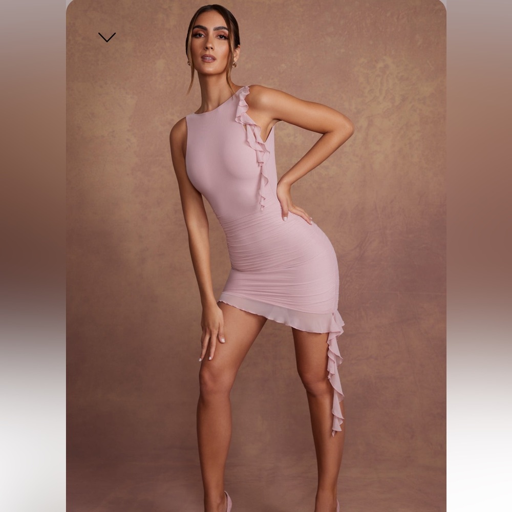 Oh Polly IOLANDA Pink Ruffled Mini Dress